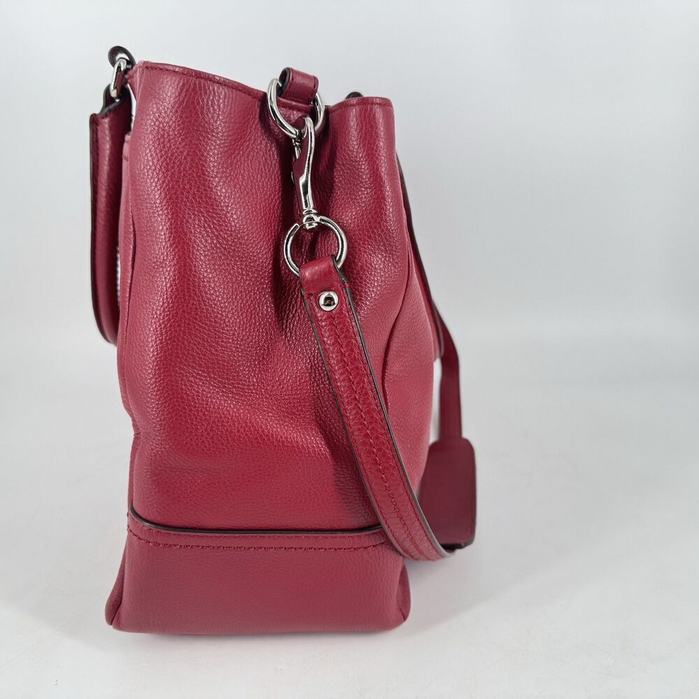Coach F23268 Red Leather Carryall Tote Satchel Large Turn Lock Strap - Picture 4 of 12